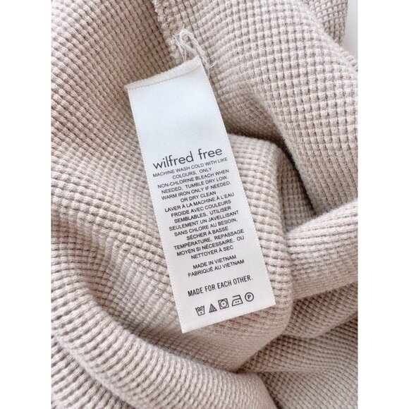 Aritzia WILFRED FREE Loft Taupe Cotton Waffle Knit Oversized 1/4 Zip Top, Size M - Picture 10 of 16